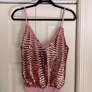 PINK SEQUIN BODYSUIT BY HOURS
